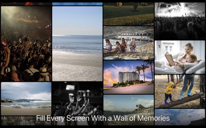 Flow collage layout — a tightly packed wall of photos in their natural shapes